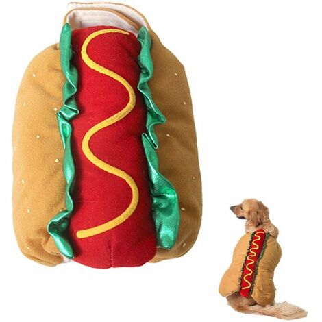 Funny Pet Chien Chat Vêtements Halloween Noël Déguisements Cosplay Hot Dog Taille M