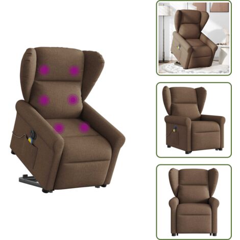Funzione di reclinazione elettrica - vidaXL Poltrona Alzapersona Massaggiante Elettrica Marrone Tessuto - Vibrazione