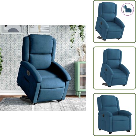 Funzione di reclinazione - vidaXL Poltrona Alzapersona Reclinabile Elettrica Blu in Velluto - Schienale elettrico