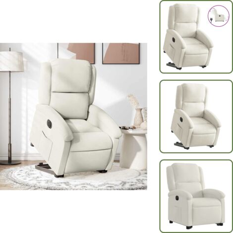 Funzione di reclinazione - vidaXL Poltrona Alzapersona Reclinabile Elettrica Crema in Velluto - Schienale elettrico