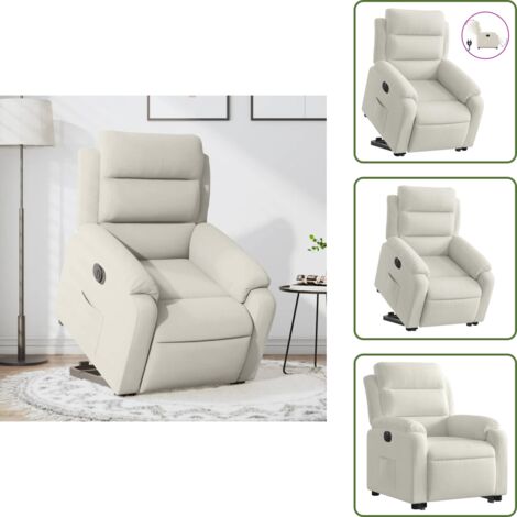 Funzione di reclinazione - vidaXL Poltrona Alzapersona Reclinabile Elettrica Crema in Velluto - Schienale elettrico