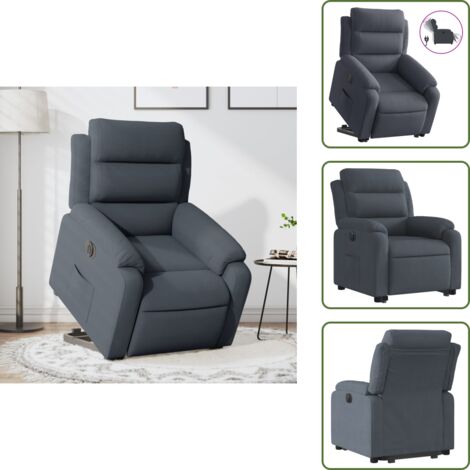 Funzione di reclinazione - vidaXL Poltrona Alzapersona Reclinabile Elettrica Grigio Scuro Velluto - Poltrona per anziani