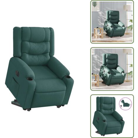 Funzione di reclinazione - vidaXL Poltrona Alzapersona Reclinabile Elettrica Verde Scuro Tessuto - Poltrona per anziani