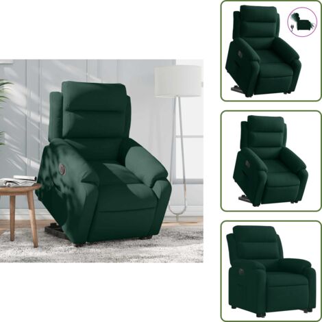 Funzione di reclinazione - vidaXL Poltrona Alzapersona Reclinabile Elettrica Verde Scuro Velluto - Schienale elettrico