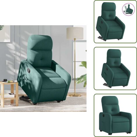 Funzione di reclinazione - vidaXL Poltrona Alzapersona Reclinabile Verde Scuro in Tessuto - Seduta per anziani
