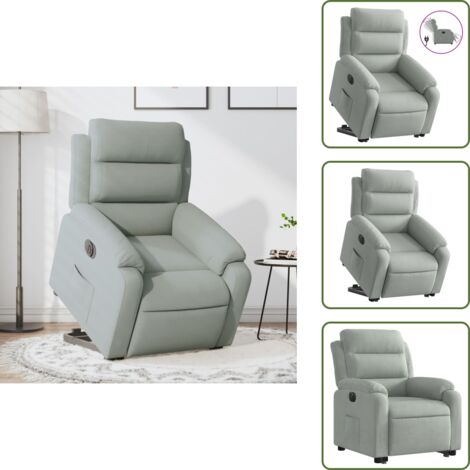 Funzione di reclinazione - vidaXL Poltrona Alzapersona Reclinante Elettrica Grigio Chiaro Velluto - Poltrona per anziani