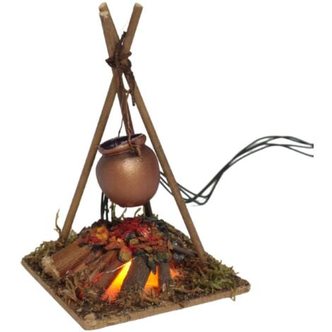 ROSSI ROSA Fuoco con Pentola Appesa per Presepe RR84532A