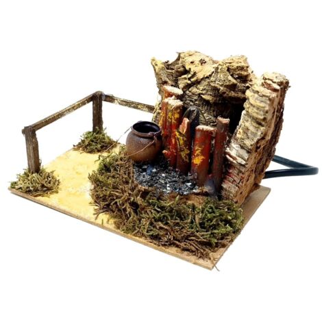 Fuoco per Presepe con Pentola Lampada Fiamma 15x10 cm 11638