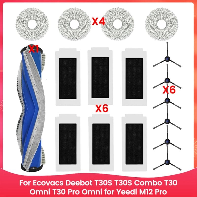 Image of Für T30S Combo T30 Omni Pro für M12 Vakuum Teile Wichtigsten Seite Pinsel Filter Mopp Tuch