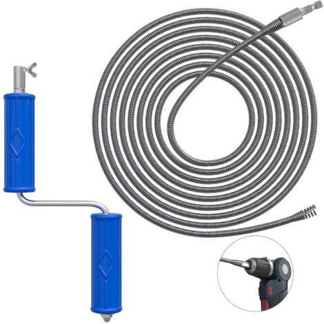 Furet Deboucheur Canalisation 10 m, diamètre 6 mm, spirale de nettoyage canalisations, avec adaptateurs électriques et manuels, tige tuyaux en -
