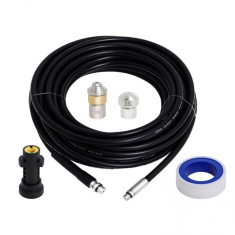 Furet Déboucheur - Tuyau Flexible 15 M - Pression Maximale 400 Bar - Température Jusqu'à 60 °C - Raccord M22x1.5 - Kit Complet Avec 3 Embouts