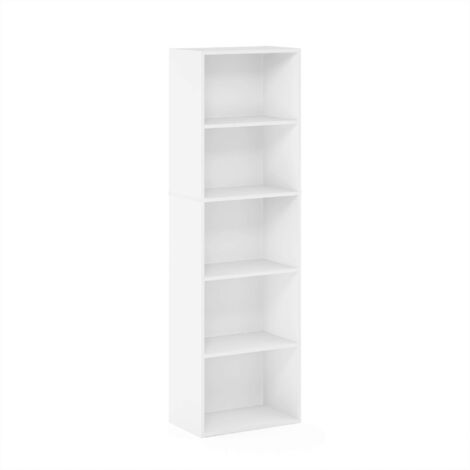 Furinno 11055 Librerie, Legno, Bianco, 5 scomparti