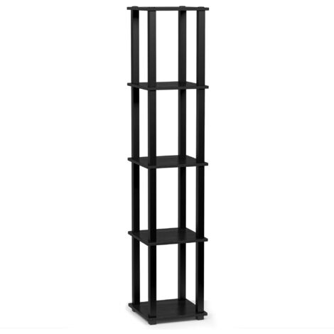 Furinno Turn-S-Tube Scaffale espositivo quadrato ad angolo a 5 livelli con tubo quadrato, Americano/Nero