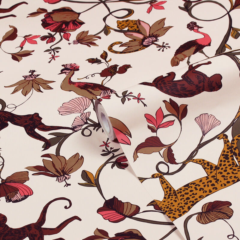 Exotic Wildlings Wallpaper Natural/Multi - Natural/Multicolour - Furn.
