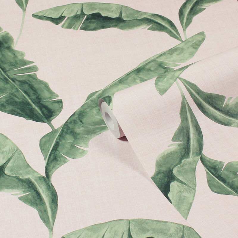 Plantain Wallpaper Teal/Blush - Teal/Blush - Furn.