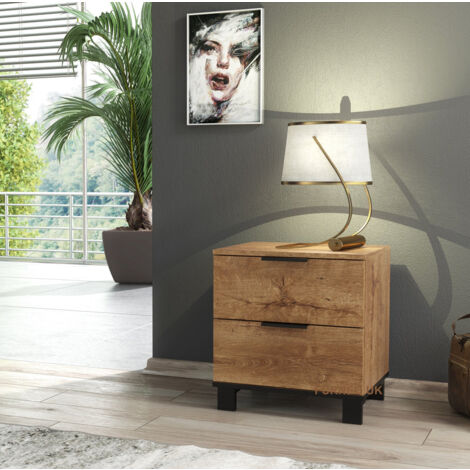 Furneo Modern Dark Oak Effect Chest of Drawers Cabinet 2 Drawers Storage Cozy 02