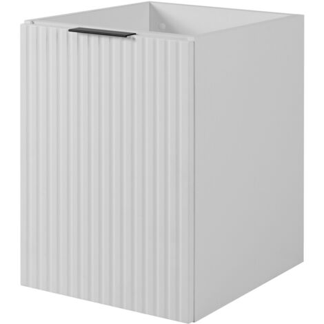 Furnidea - Meuble bas de salle de bain à suspendre FLOW BLANC 40 cm- une porte - façades rainurées