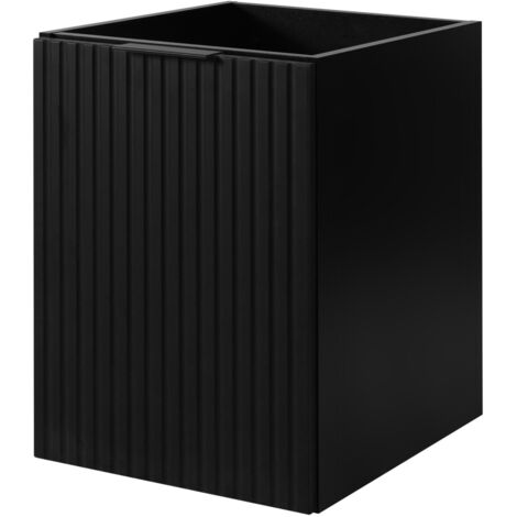 Furnidea - Meuble bas de salle de bain à suspendre FLOW NOIR 40 cm- une porte - façades rainurées