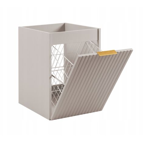 Furnidea - Meuble bas de salle de bain avec panier à linge FLOW cachemire 40 cm