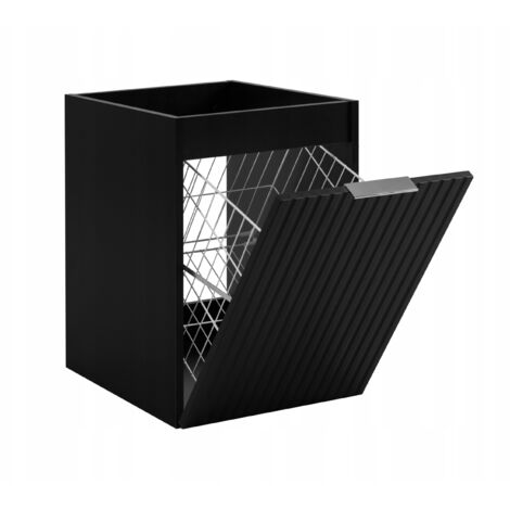 Furnidea - Meuble bas de salle de bain avec panier à linge FLOW noir 40 cm