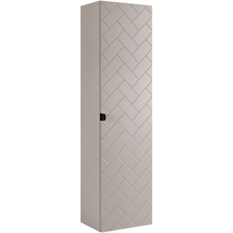 Furnidea - Meuble colonne suspendu de salle de bain MADIS CACHEMIRE 35 X 136 cm B - façades motif chevron, design moderne
