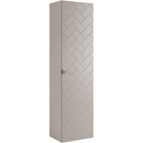 Furnidea - Meuble colonne suspendu de salle de bain MADIS CACHEMIRE 35 X 136 cm S - façades motif chevron, design moderne
