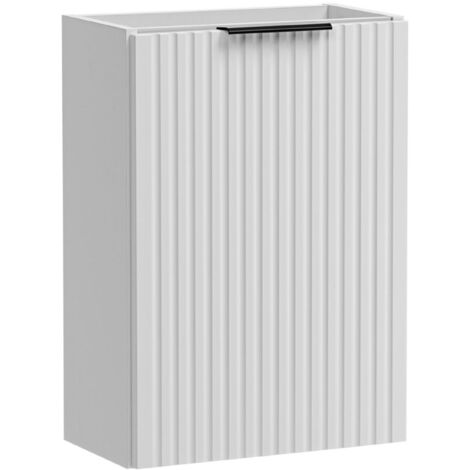 Furnidea - Meuble lave main à suspendre ADEL BLANC 40 cm - Une porte - Façades rainurées