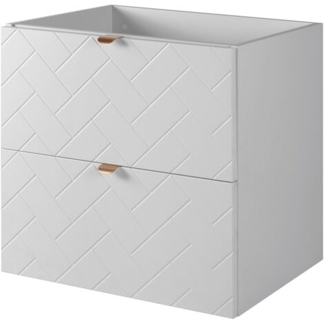Furnidea - Meuble sous vasque MADIS BLANC 60 cm G - 2 tiroirs, façades motif chevron, design moderne