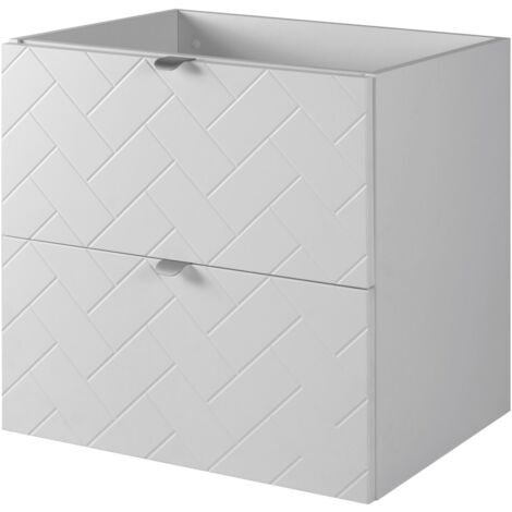 Furnidea - Meuble sous vasque MADIS BLANC 60 cm S - 2 tiroirs, façades motif chevron, design moderne