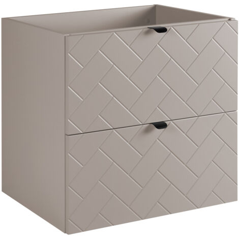 Furnidea - Meuble sous vasque MADIS CACHEMIRE 60 cm B - 2 tiroirs, façades motif chevron, design moderne