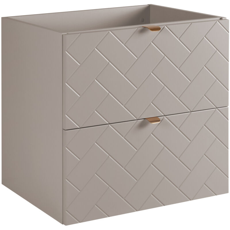 Furnidea - Meuble sous vasque MADIS CACHEMIRE 60 cm G - 2 tiroirs, façades motif chevron, design moderne