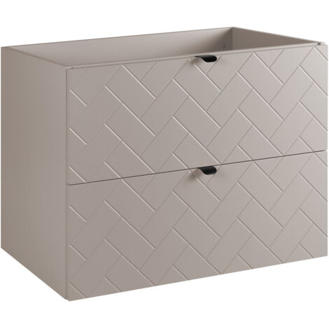 Furnidea - Meuble sous vasque MADIS CACHEMIRE 80 cm B - 2 tiroirs, façades motif chevron, design moderne