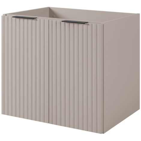 Furnidea - Meuble suspendu sous lavabo FLOW CACHEMIRE 60 cm - 2 portes - façades rainurées