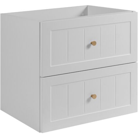 Furnidea - Meuble suspendu sous lavabo GUSTO blanc 60 cm - 2 tiroirs, façades fraisées