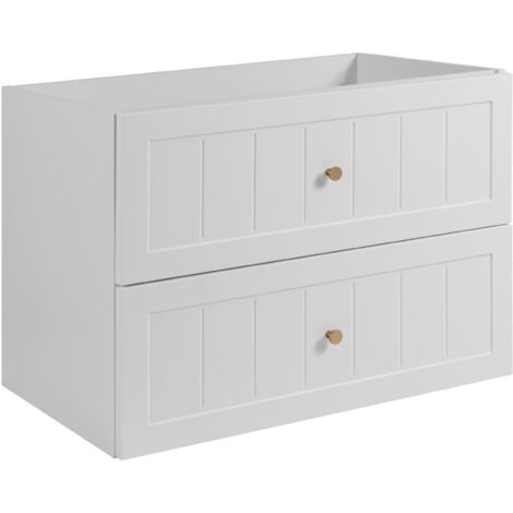 Furnidea - Meuble suspendu sous lavabo GUSTO blanc 80 cm - 2 tiroirs, façades fraisées