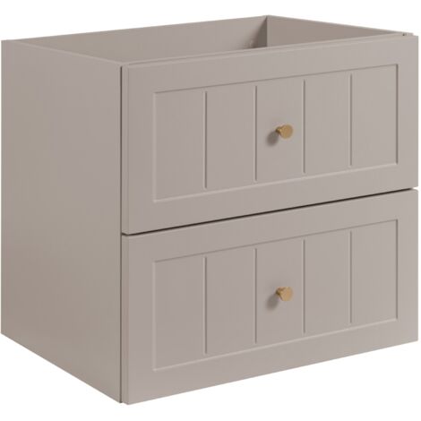 Furnidea - Meuble suspendu sous lavabo GUSTO cachemire 60 cm - 2 tiroirs, façades fraisées