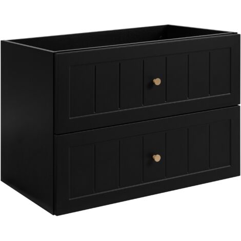 Furnidea - Meuble suspendu sous lavabo GUSTO noir 80 cm - 2 tiroirs, façades fraisées