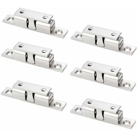 Furniture Catch 6 Pack Adjustable Copper Magnets Magnetic Catch with Screw Double Ball Catch for Cupboard Cabinet Furniture Wardrobe(Silver)
