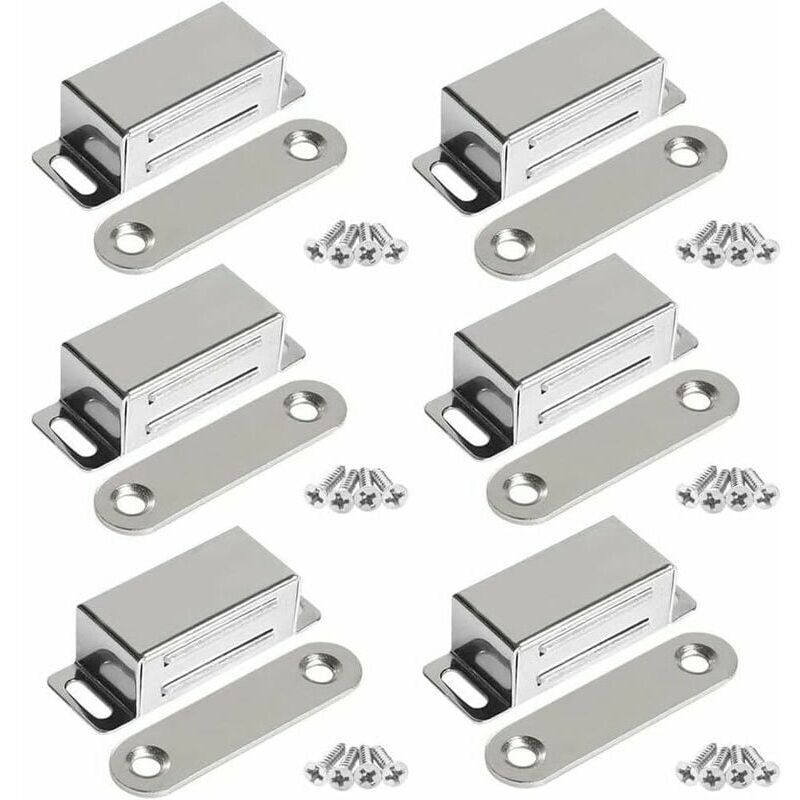 Furniture Door Magnets, 10kg Strong Stainless Steel Magnets for Door Cabinets (6 Pack with Screws)
