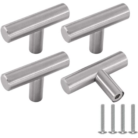 Furniture Handle, Silver Stainless Steel Cabinet Door Knobs 4 Pieces Vintage Kitchen Furniture Knob with Screws for Dresser, Wardrobe