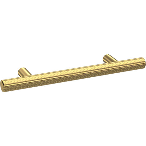Furniture Handle Textured Knurled Bar Handle, 156mm (96mm Centres) - Brushed Brass