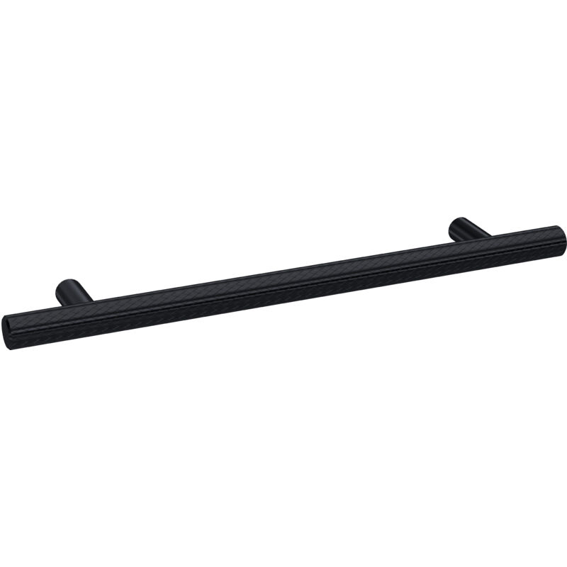 Furniture Handle Textured Knurled Bar Handle, 220mm (160mm Centres) - Matt Black