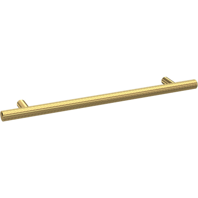 Furniture Handle Textured Knurled Bar Handle, 252mm (192mm Centres) - Brushed Brass