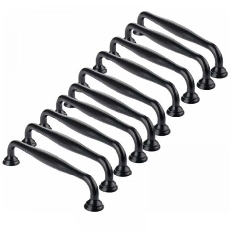 Furniture Handles - 10 Pack Black Self-Adhesive Door Knobs for Kitchen Cabinets, Drawers, Bedroom, 96 mm Spacing YMYNY
