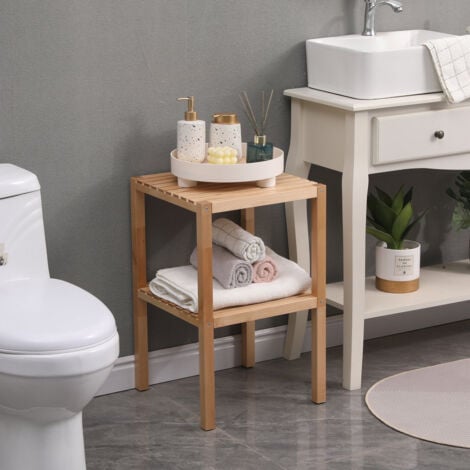 FURNITURE HMD 2 Tier Shelf Storage Unit Birch Wood,Natural