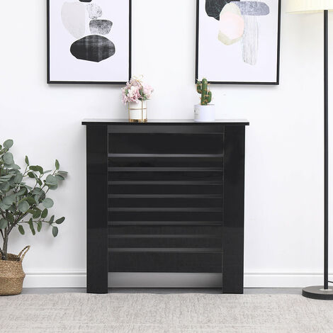 FURNITURE HMD High Gloss Radiator Cover Decorative Cabinet,Black-78x19x82cm(WxDxH)