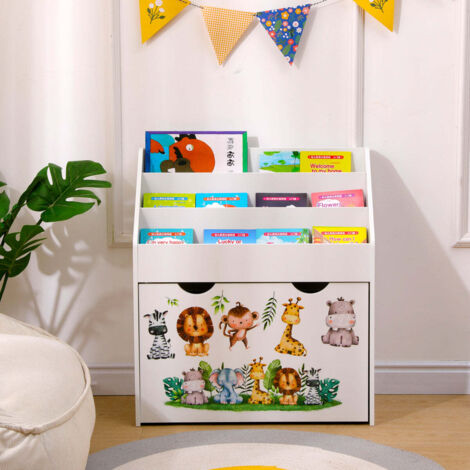 FURNITURE HMD Kids Bookshelf and Toy Storage Organizer - Kids Book Shelf for Kids Rooms, Toddler Bookshelf Baby Bookcase for Nursery,White