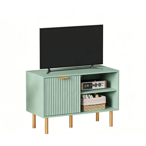 FURNITURE HMD TV Stand TV Unit with 2 Shelves TV Cabinet Storage Cupboard Organizers for Living Room, Playroom,Green,85x40x58cm