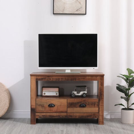 FURNITURE HMD Wooden Corner TV Stand with 2 Drawers,Storage Cabinet,85x39x58cm(LxWxH)