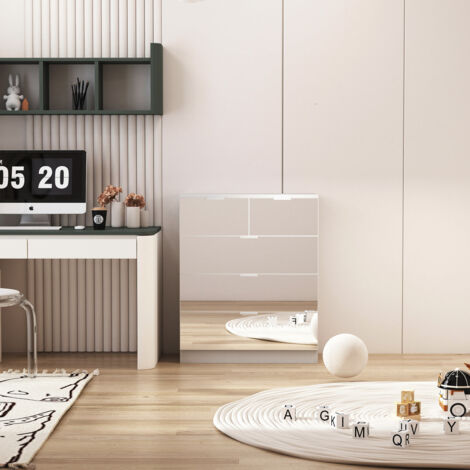 FURNITURE HMD Wooden Mirrored 3+2 Drawers Chest,Drawers Chest,Bedroom Furniture,79x40x95cm(WxDxH)